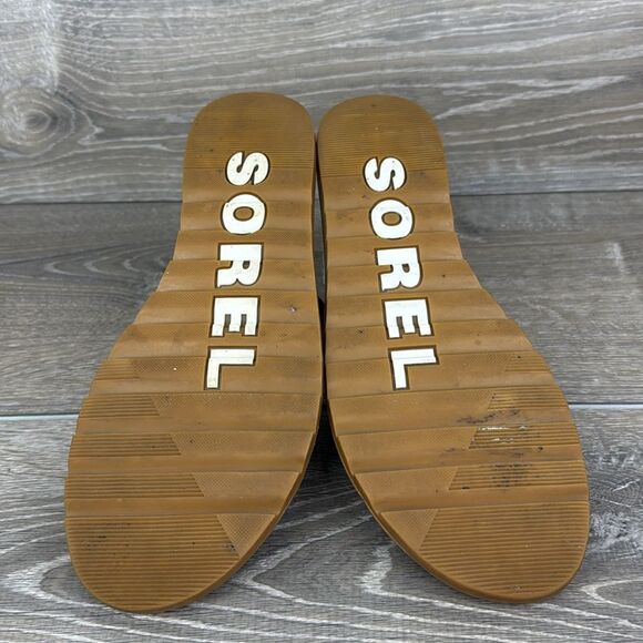 Sorel Ella II Block Women’s Sz 8 Black Leather Slip On Open Toe Slide Sandals - Picture 7 of 11